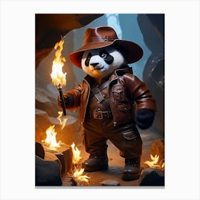 Explorer Panda Searching For Treasures Of Pirates Canvas Print