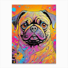 Colourful Pug Dog Portrait Canvas Print