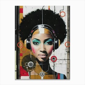 Afro Woman With Headphones 1 Canvas Print