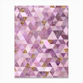 Abstract Triangle Geometric Pattern in Pink and Glitter Gold n.0012 Canvas Print