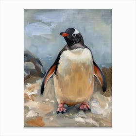 Adlie Penguin Saunders Island Oil Painting 3 Canvas Print
