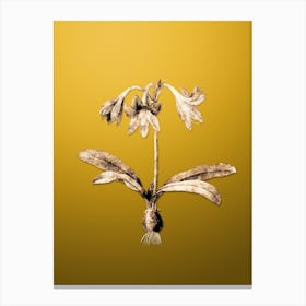 Gold Botanical Netted Veined Amaryllis on Mango Yellow Canvas Print