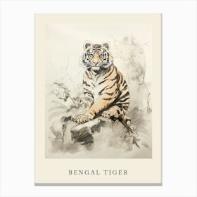 Beatrix Potter Inspired  Animal Watercolour Bengal Tiger Canvas Print