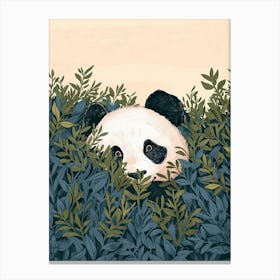 Giant Panda Hiding In Bushes Storybook Illustration 4 Canvas Print