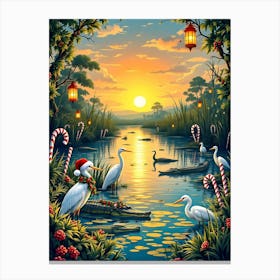 Christmas Egrets Canvas Print