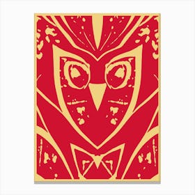 Abstract Owl Red And Yellow 1 Canvas Print