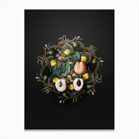 Vintage Peach Fruit Wreath on Wrought Iron Black n.2231 Canvas Print