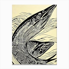 Marlin Linocut Canvas Print