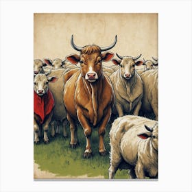 Herd Of Cattle Canvas Print