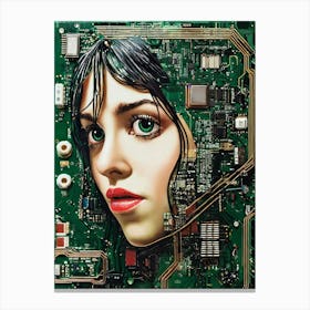 Woman On A Circuit Board Canvas Print