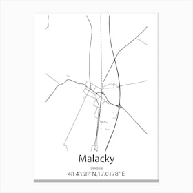 Malacky,Slovakia Minimalist Map Canvas Print