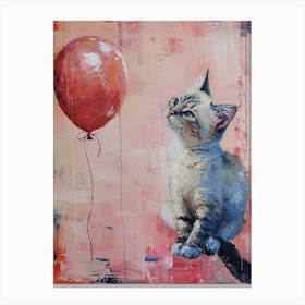 Cute Cat 1 With Balloon Canvas Print