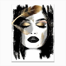 Gold Feathered Woman Canvas Print