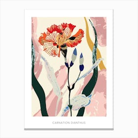 Colourful Flower Illustration Poster Carnation Dianthus 2 Canvas Print