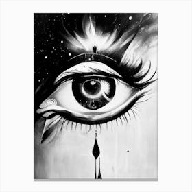 Celestial Eye, Symbol, Third Eye Black & White 1 Canvas Print