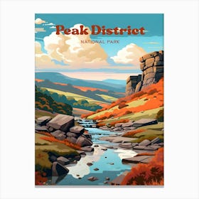 Peak District National Park England Camping Travel Illustration Canvas Print