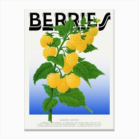 Berries Yellow Golden Queen Graphic Wall Art Vintage Unique Eclectic Canvas Print