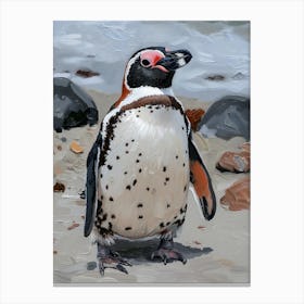 African Penguin Saunders Island Oil Painting 3 Canvas Print