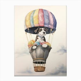 Baby Dog 1 In A Hot Air Balloon Canvas Print
