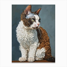 Selkirk Rex Cat Relief Illustration 1 Canvas Print