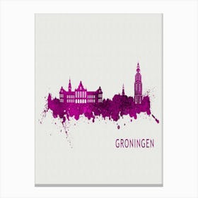 Groningen Netherlands City Purple Canvas Print