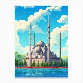Blue Mosque Sultan Ahmed Mosque Pixel Art 8 Canvas Print