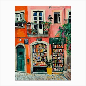 Lisbon Book Nook Bookshop 4 Canvas Print