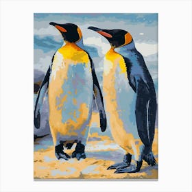 King Penguin Volunteer Point Colour Block Painting 1 Canvas Print