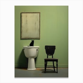 Cat In Bathroom Canvas Print