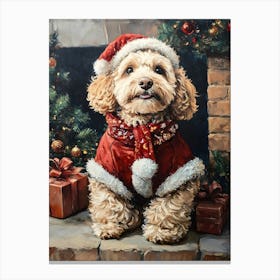 Christmas Goldendoodle 4 Canvas Print