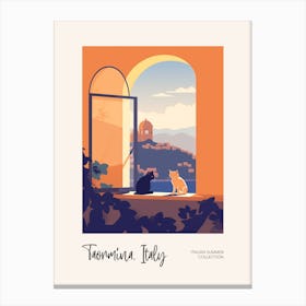 Taormina Cat On A Window 1 Italian Summer Collection Canvas Print