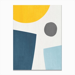 Abstract Shapes Yellow Blue Canvas Print