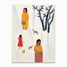 Summer In India, Tiny People And Illustration 3 Canvas Print