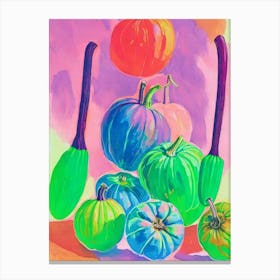 Hubbard Squash 3 Risograph Retro Poster vegetable Canvas Print