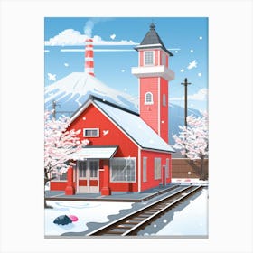 Train Station In Winter Canvas Print