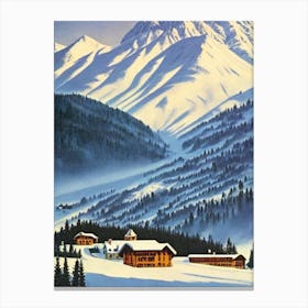 La Plagne, France Ski Resort Vintage Landscape 2 Skiing Poster Canvas Print