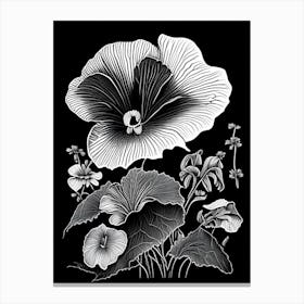 Pansy Wildflower Linocut 1 Canvas Print
