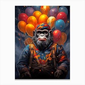 Monkey With Balloons Canvas Print
