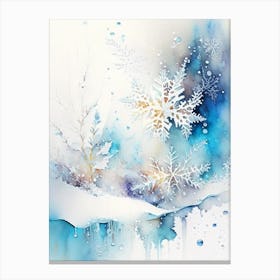 Water, Snowflakes, Storybook Watercolours 4 Canvas Print