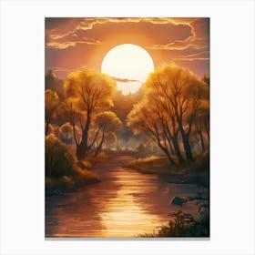 Sunset In The Forest Canvas Print