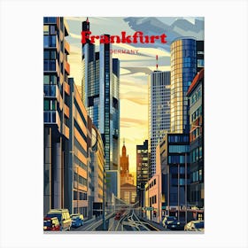 Frankfurt Germany Retro Digital Travel Illustration Canvas Print