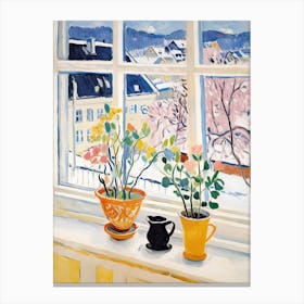 The Windowsill Of Lillehammer   Norway Snow Inspired By Matisse 2 Canvas Print