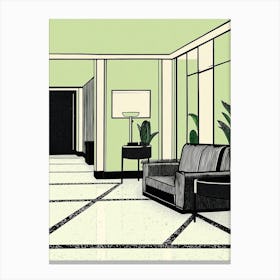 Mint Green Lobby Of A Hotel Canvas Print