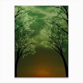 Sunset With Trees Canvas Print