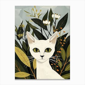 White Cat In The Forest 4 Canvas Print