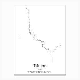 Tsirang,Bhutan Minimalist Map Canvas Print