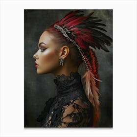 Woman With Feathers Canvas Print