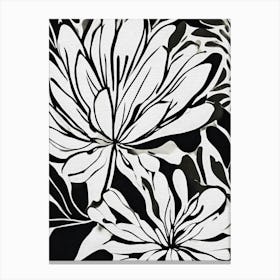 Black and White Flowers Monochrome Print Canvas Print