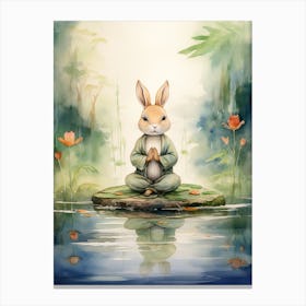 Bunny Meditating Rabbit Prints Watercolour 3 Canvas Print