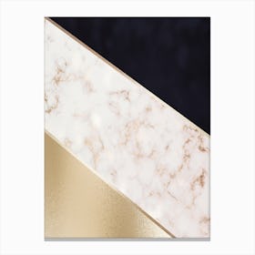 Mixed Gold Marble and Dark Blue Abstract With Gold Trim Canvas Print